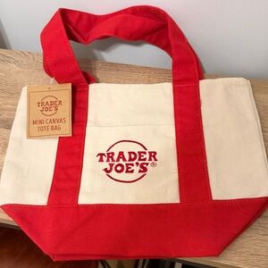 Red and Cream Mini Canvas Tote Bag